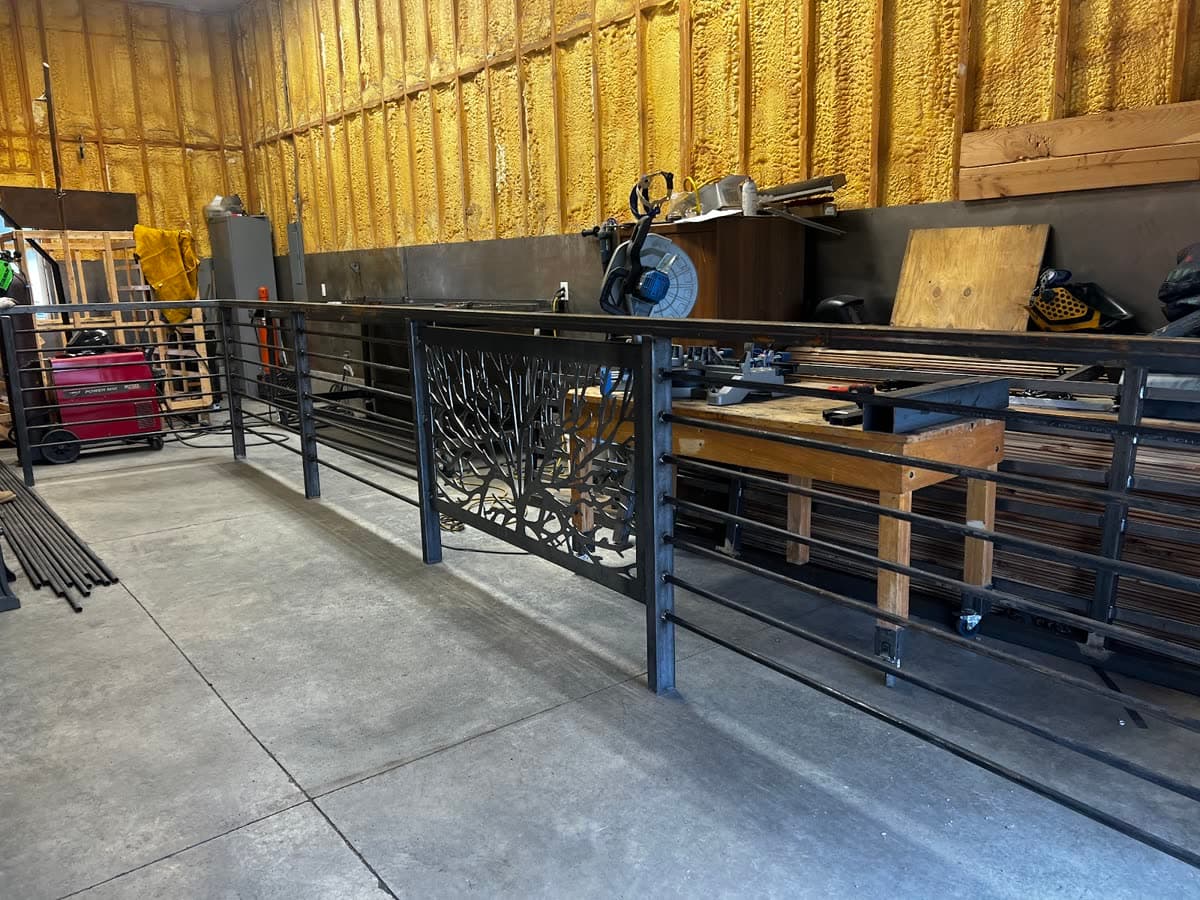 A custom railing inside the B & K Metal Works workshop